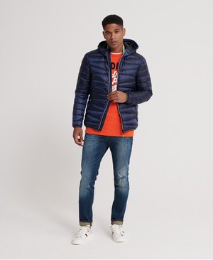 Superdry Clarendon Down Hooded Férfi Kabát Sötétkék | VYXZC2546